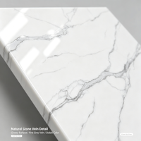Dalle de pierre frittée Dawn Alpine White, aspect marbre de luxe, pour salle de bain, villa, hôtel, disponible pour les projets.