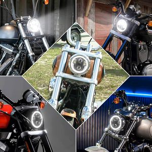 OVOVS 5,75 pulgadas LED blanco Halo DRL faro 5-3/4 pulgadas motocicleta faro para Harley Sportster Iron 883 Dyna Street - Product Image 3