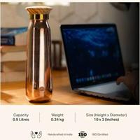 Botella de agua de cobre puro 100% con acabado antiguo y brillo de larga duración libre de óxido, lo mejor para una vida saludable Ayurvédica para exportación a granel