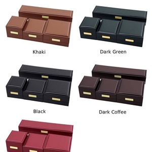 Boîte à bijoux en cuir PU de haute qualité avec étiquette dorée pour ensemble de pendentifs, bracelets et bagues, vente en gros, boîte à bijoux personnalisée avec logo - Product Image 5