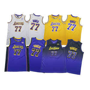เสื้อบาสเก็ตบอลผู้ชายรุ่นใหม่ขายดี หมายเลข 77 ลูก้า ดอนชิช ลอสแอนเจลิส เสื้อเจอร์ซีย์ปักลายกีฬา เสื้อยืด - Product Image 1