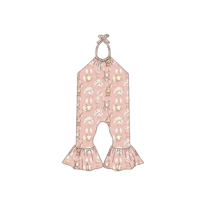 Gebreide bamboe romper met twee-weg rits, 200-220 gsm, herfst paashaas mode ruitpatroon, unisex voor baby's en peuters - Product Image 2