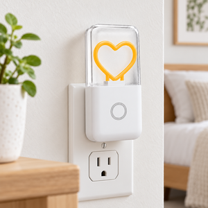 Veilleuse à brancher en gros avec capteur de lumière, 3 niveaux de luminosité réglables, lampe LED en forme de cœur à économie d'énergie 0,5W pour chambre et couloir - Product Image 2