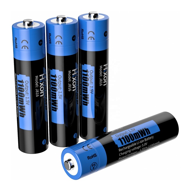 Hotsale Hixon 1.5V AAA Lithium-ion Batteries 1100mWh Long Cycle Life High Quality 4PCS Batteries Kit