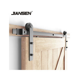 Quincaillerie pour portes coulissantes suspendues sur <span class=keywords><strong>rail</strong></span> en acier au carbone robuste de 8 pieds personnalisable Kits de quincaillerie pour portes de grange doubles - Product Image 1
