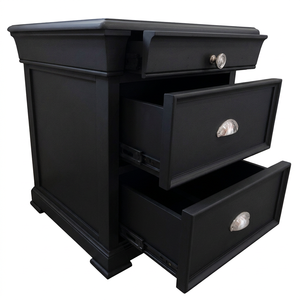 Trendy <b>Compact</b> 3-Drawer Nightstand - Radiata/MDF End <b>Table</b> for Small Spaces (White/Black) - Product Image 5