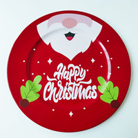 Decoración de Mesa Navideña, Platos Base de Plástico Rojos de Lujo de 13 Pulgadas para Eventos Navideños, Decoración de Bodas y Fiestas