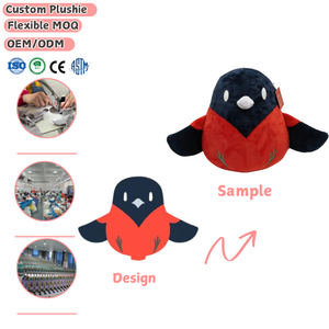 Peluche personalizzato a forma di rondine rotonda, giocattolo di peluche a forma di uccello, mascotte personalizzata OEM, peluche di uccello, mascotte personalizzata a forma di cartone animato. - Product Image 1