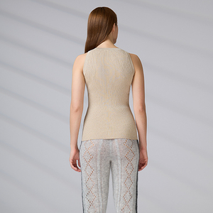 Débardeur côtelé superposé personnalisé pour femme, sans manches, col rond, coupe ajustée, en maille douce, idéal pour l'été - Product Image 5