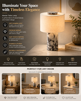 Lampe de table rechargeable à intensité variable tactile avec base en marbre blanc et abat-jour en lin pour hôtel, batterie 4000 mAh, lumière d'ambiance sans fil, veilleuse