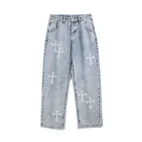 Vintage Denim Pants Y2K Streetwear Patchwork Baggy Jeans Straight Trousers