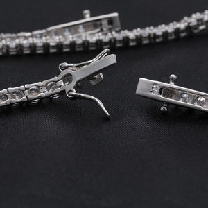 사용자 정의 라운드 스톤 주조 큐빅 지르코니아 실버 도금 CZ 아이스 아웃 테니스 팔찌 925 스털링 실버 - Product Image 2