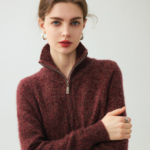 Suéter de Cachemira Grueso de 7gg para <span class=keywords><strong>Mujer</strong></span>, Suéter de <span class=keywords><strong>Cuello</strong></span> <span class=keywords><strong>Alto</strong></span> de Lana de Cachemira de Mongolia Interior con Cremallera de 1/4, Venta al por Mayor para Invierno - Product Image 3