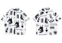 Streetwear Aloha chemise Hip Hop tête de chien graphique chemise de plage hommes manches courtes chemise hawaïenne hommes