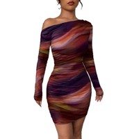 Robe midi moulante asymétrique à col froncé, taille haute, sexy et décontractée, pour femme, style été, qualité supérieure, inspiration européenne et américaine