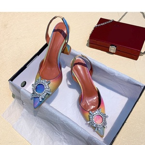 Zapatos De Mujer Elegante Dropshipping Luxury Rhinestone Kitten Slingback Sandals 2025 Heels for Women - Product Image 2