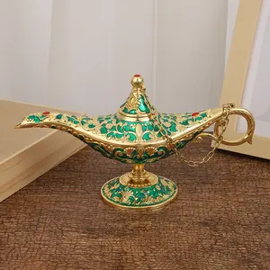 Wholesale Middle East style Large Metal Handicrafts 21*11cm Metal Craft Vintage Aladdin Magic Lamp For Home Decor