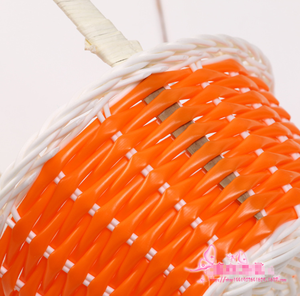 DAMAI Wholesale Easter Decor Plastic Rattan Woven Baskets Handcrafted Round Egg Storage <b>Bins</b> for Home <b>Small</b> Items Organization - Product Image 3