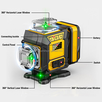 Niveau laser vert industriel 4D 16 lignes à prix d'usine, auto-nivelant 360° horizontal/vertical, avec trépied réglable