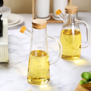 Gran oferta, botella de aceite de vidrio de borosilicato de 1000ml, cocina con dispensador de aceite de vidrio con mango, tapa de bambú y escala - Product Image 2