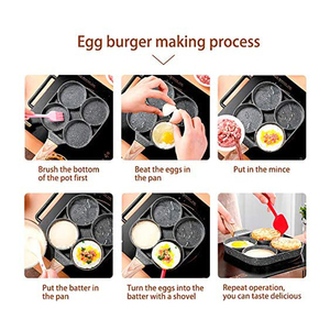 Thân Thiện Với Môi 4-Lỗ Trứng Poacher Omelette <span class=keywords><strong>Pan</strong></span> Bền Nhôm Cuộn Chiên Gấp Đồ Nấu Nướng Đặt Bakelite Cho Gas Nướng Mẫu - Product Image 4