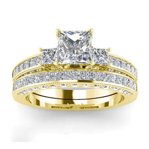 Anello di Fidanzamento H445 con Diamante Taglio Principessa in Oro Massiccio 18K, Diamante Naturale Colore D per Donna - Product Image 1