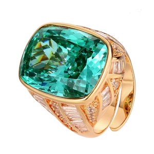Fashion Jewelry Eco-friendly Copper Geometric Square 15*20mm Colored Cubic Zirconia Rose Gold Plated <b>Rings</b> for Refined Women - Product Image 1