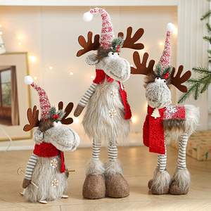 Elk PLUSH Estatuas de ciervos de pie Figuras de renos de Navidad de felpa hechas a mano Decoración de renos de Navidad - Product Image 5