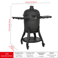SEB Fabricant de Barbecues Kamado en Céramique Noire de 22 Pouces, Grills Kamado au Charbon de Bois, Barbecue Kamado en Forme d'Œuf