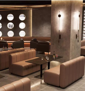 Ensemble de canapés de loisirs pour restaurant musical moderne, mobilier de bar <span class=keywords><strong>lounge</strong></span>, café, hôtel, bistrot, table à manger en marbre et ensembles de canapés banquette en cuir - Product Image 3