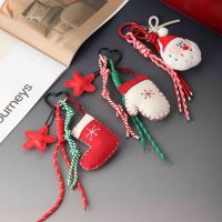 Porte-clés personnalisés OEM ODM en peluche de Noël avec strass, design Père Noël, bonhomme de neige, ours, bottes, breloques mignonnes pour sacs pour femmes