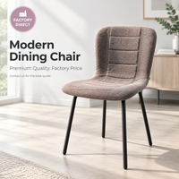 Chaise de salle à manger moderne rembourrée, tissu texturé, assise rembourrée, dossier incurvé pour la maison, le restaurant, l'hôtel