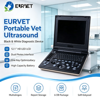 Échographe vétérinaire noir et blanc EUR VET avec écran LCD LED HD de 12,1 pouces, interface à double sonde et fonction d'optimisation à une touche
