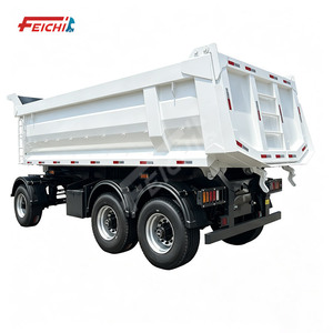 Remorque benne basculante hydraulique FEICHI à 3 essieux avec timon arrière pour camion semi-remorque à vendre - Product Image 1