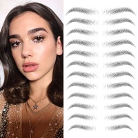Autocollants de tatouage pour sourcils temporaires pour femmes, imitation réaliste naturelle 3D/4D/6D, maquillage du visage et du corps, noir et brun, vente en gros 2021