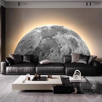 Peinture murale lumineuse LED créative en forme de lune pour salon, canapé, fond de mur, chambre à coucher, décoration de chevet