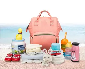 Logo Customized Portable Large Capacity Leather Waterproof Mummy Mommy Bag Diaper Backpack For Travel