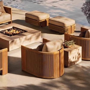 Sofá de Madera Maciza Tejida de Ratán para Exteriores de Estilo Nórdico, Muebles de Teca de Diseño Moderno y Cómodo para Jardín, Patio, Hotel y Casa de Huéspedes - Product Image 2