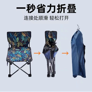 Outdoor Folding Chair With Backrest Aluminum Frame Tropical Design Garden Chair Portable Foldable For Camping Fishing - Product Image 3