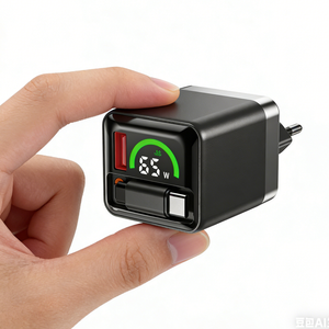 Chargeur de téléphone USB-C rétractable multi-ports 45W GaN avec câble, adaptateur de charge rapide double port pour iPhone Samsung Dynamic Power - Product Image 2