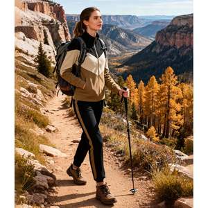 ชุดวอร์มผู้หญิงแบบกำหนดเอง 2 ชิ้น เสื้อแจ็คเก็ตซิป กางเกงจ็อกเกอร์ ผ้าสแปนเด็กซ์โพลีเอสเตอร์เนื้อหนาปานกลาง ระบายอากาศได้ดี ชุดลำลองสำหรับออกกำลังกาย - Product Image 2