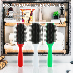 Peignes de coiffure professionnels multicolores à logo personnalisé, peignes à neuf rangées en plastique pour usage domestique, brosses à cheveux professionnelles à 9 rangées avec coussin - Product Image 6