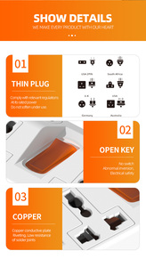New Arrivals PRIMA EU <b>Plug</b> Power Strip Overload Protector Multi Way <b>Extension</b> <b>Socket</b> with 4 USB Fast Charge for Home Office - Product Image 4