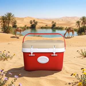 Glacière portable OEM Vietnam PP COMBO 6L Kaki-Rouge Beige, 16 heures de conservation, design moderne et classique, logo personnalisé, pour camping et activités de plein air - Product Image 1