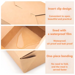 Cajas de Comida para Llevar de Diseño Personalizado de Xiamen, Cajas de Comida Marrones para Llevar, Caja de Papel Kraft para Llevar, Apta para Microondas y Refrigerador - Product Image 4
