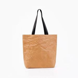 Sac fourre-tout en papier kraft durable et lavable avec logo personnalisé, réutilisable et imperméable, en Tyvek Dupont écologique, pour emballage cadeau et shopping - Product Image 1