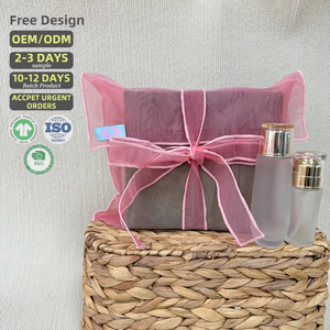Luxury Eco-Friendly Reusable Handmade <b>Drawstring</b> Wholesale Custom Logo Transparent Clear Organza <b>Makeup</b> <b>Bag</b> Cosmetic Pouch - Product Image 5