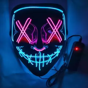 Halloween LED Mask LED Light up Mask Scary Party Mask for Man Kids Cosplay Halloween Costume Masquerade Parties Carnival