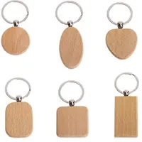 कस्टम DIY उपहार हस्तनिर्मित चाबी का गुच्छा लकड़ी कुंजी टैग विभाजन की अंगूठी के साथ कुंजी श्रृंखला