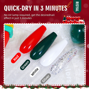 Ensemble de vernis à ongles de Noël, 4 couleurs, rouge, <span class=keywords><strong>vert</strong></span>, blanc, argent, kit de vernis à ongles à séchage rapide, <span class=keywords><strong>manucure</strong></span> DIY, salon à domicile, cadeau pour femmes et enfants - Product Image 5